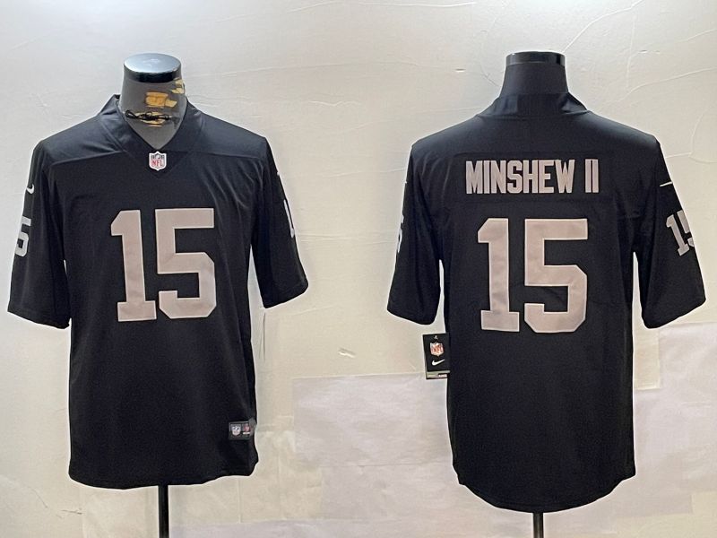 Men Oakland Raiders 15 Minshew ii Black 2024 Nike Vapor Limited NFL Jersey style 8